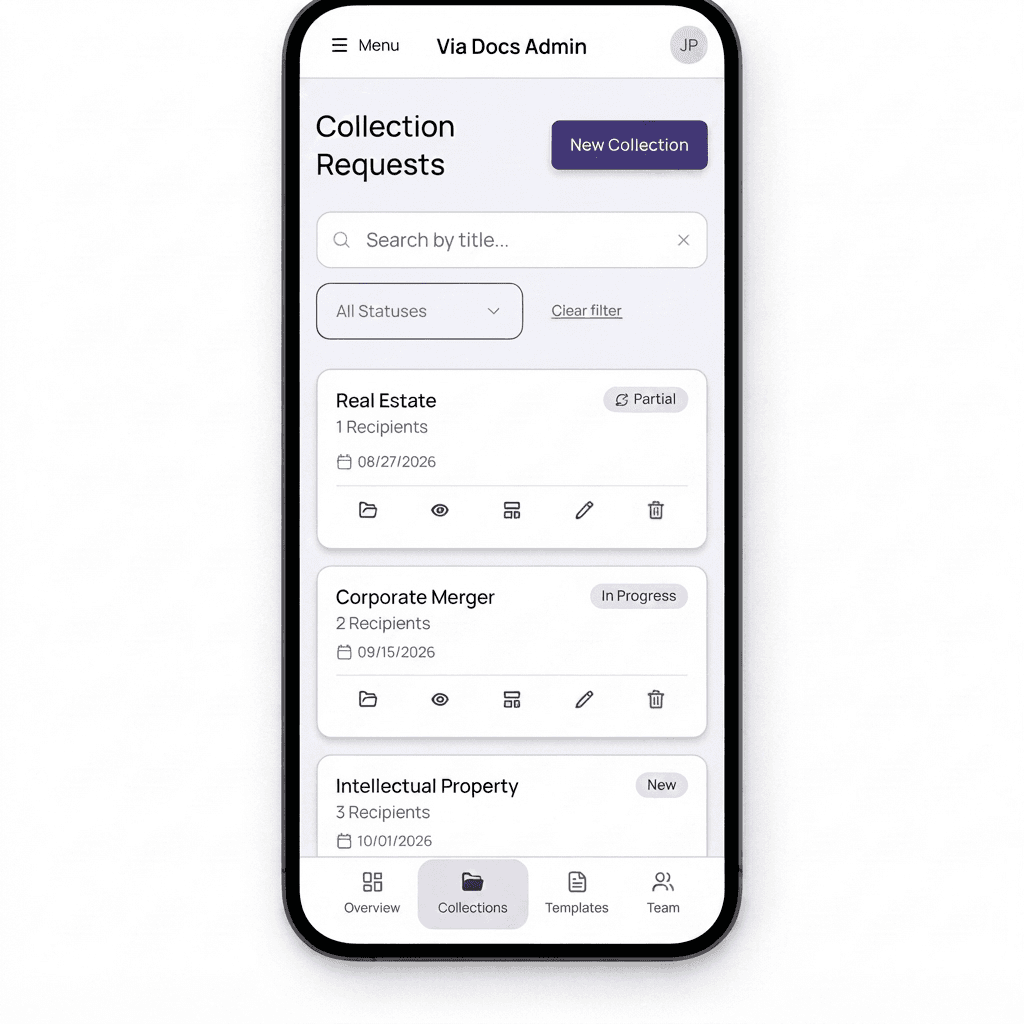 Dashboard do Via Docs mostrando cobrança e gestão de documentos jurídicos